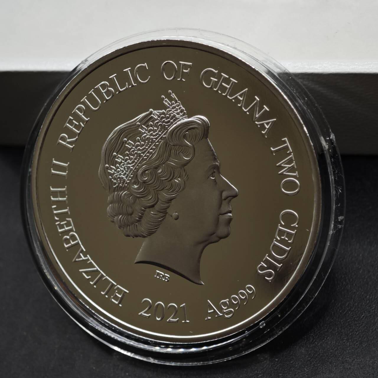 【淘币小摊】实时拍第八百三十六拍   银币套币场   满百包邮可预留二周 每周一统一发货   （少见）2021年加纳2赛地彩色精制银币 爱 1/2盎司999银 发行量：1千 盒证全