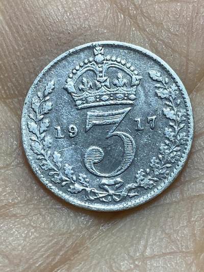 2025年第一百四十五场(总第一百七十一场）高品质英国一线回流散币年末特拍场第二场(免佣金) - 英国🇬🇧1917年3便士银币(乔治五世第一版，925高银)