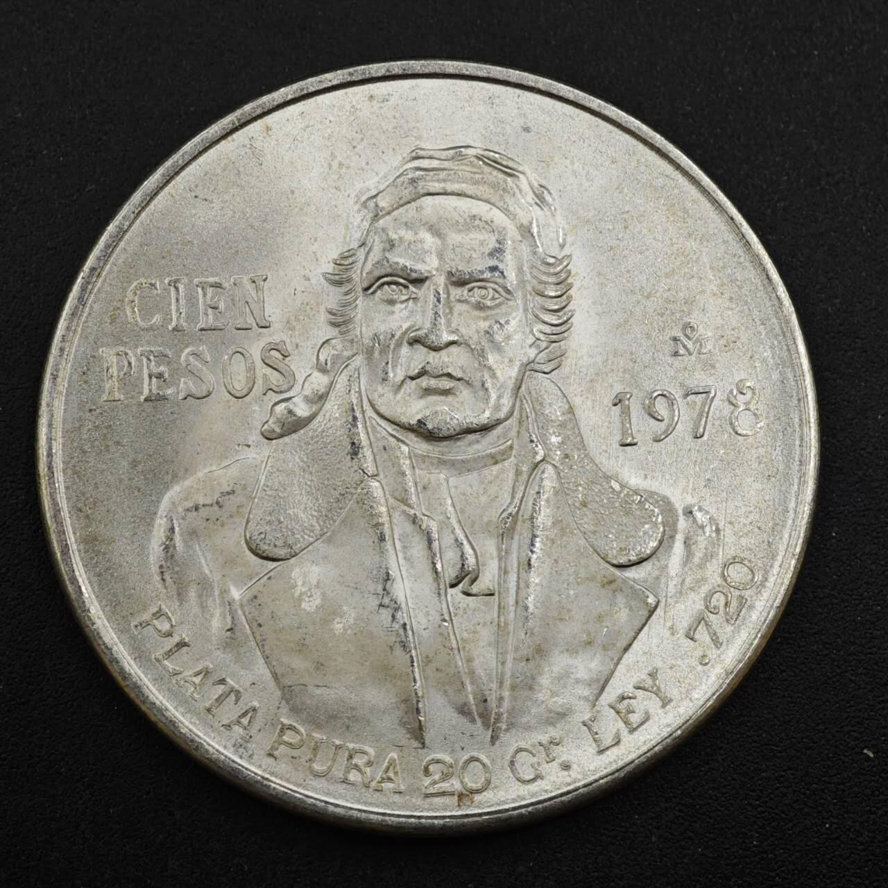 【淘币小摊】实时拍第八百三十六拍   银币套币场   满百包邮可预留二周 每周一统一发货   墨西哥1978年100比索银币 重27.8克720银 银价304