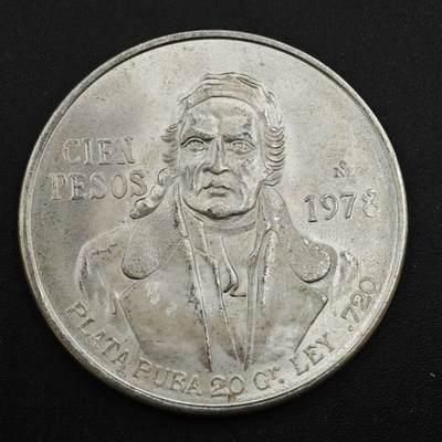 【淘币小摊】实时拍第八百三十六拍   银币套币场   满百包邮可预留二周 每周一统一发货   - 墨西哥1978年100比索银币 重27.8克720银 银价304