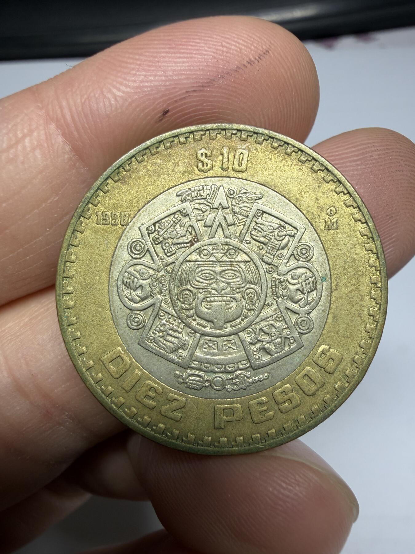 2025年集古藏今外币拍卖第十一期-第3场—（总第293拍），可以寄存60天，满160元包邮。 1998年墨西哥10比索