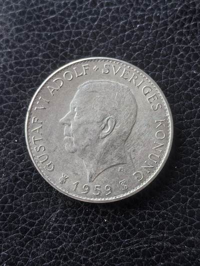 道一币馆币章第一百六十一场 - 瑞典1959年宪法颁布150年5克朗银币  18g 400S