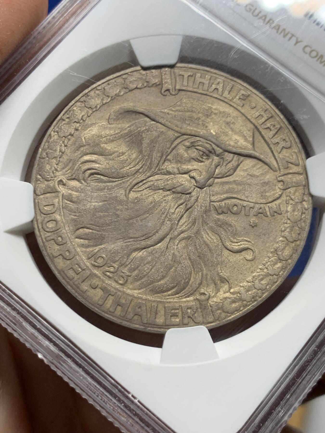 《竞宝斋》第450场 周日，周一，周二  3场连拍 （全场包邮，欢迎送拍） NGC MS61 德紧1923年德国魏玛共和国-萨克森-诺特蒙森6M铜制代用币 RR罕见珍惜帝国紧急时期代币 并且是非常稀少的镀银版本