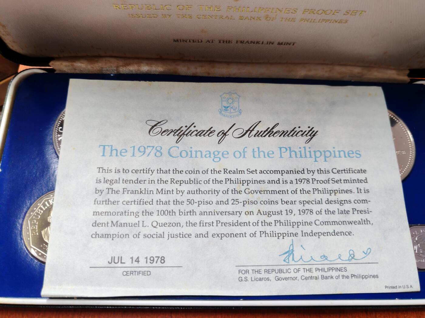 长老汇蛇年精选第八十六场拍卖 1978菲律宾8枚精制币套币，盒证全，含高银50比索银币（27.4克925银）和低银25比索银币（25克500银）各1枚，4792套，克书标价2950美金