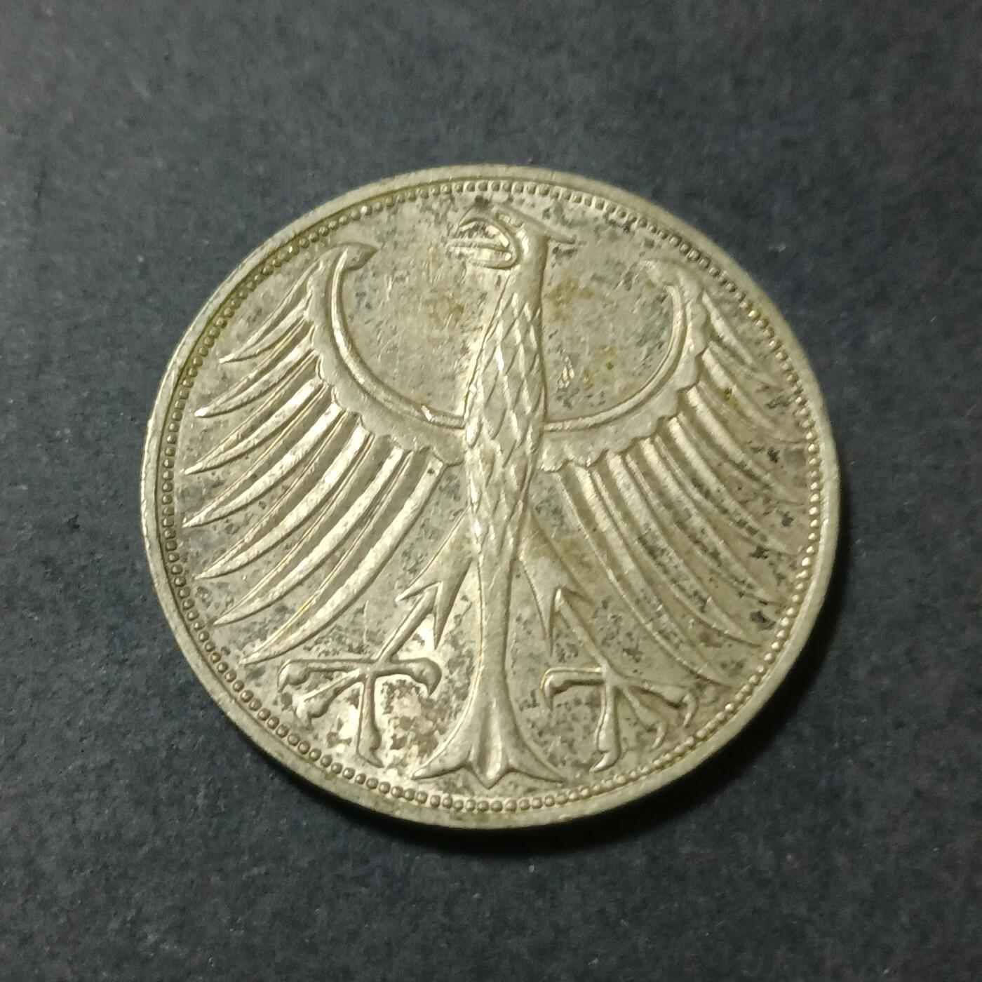 【游宝包邮场】蛇年第101期 世界各国纪念币 德国-5马克银币 1970年