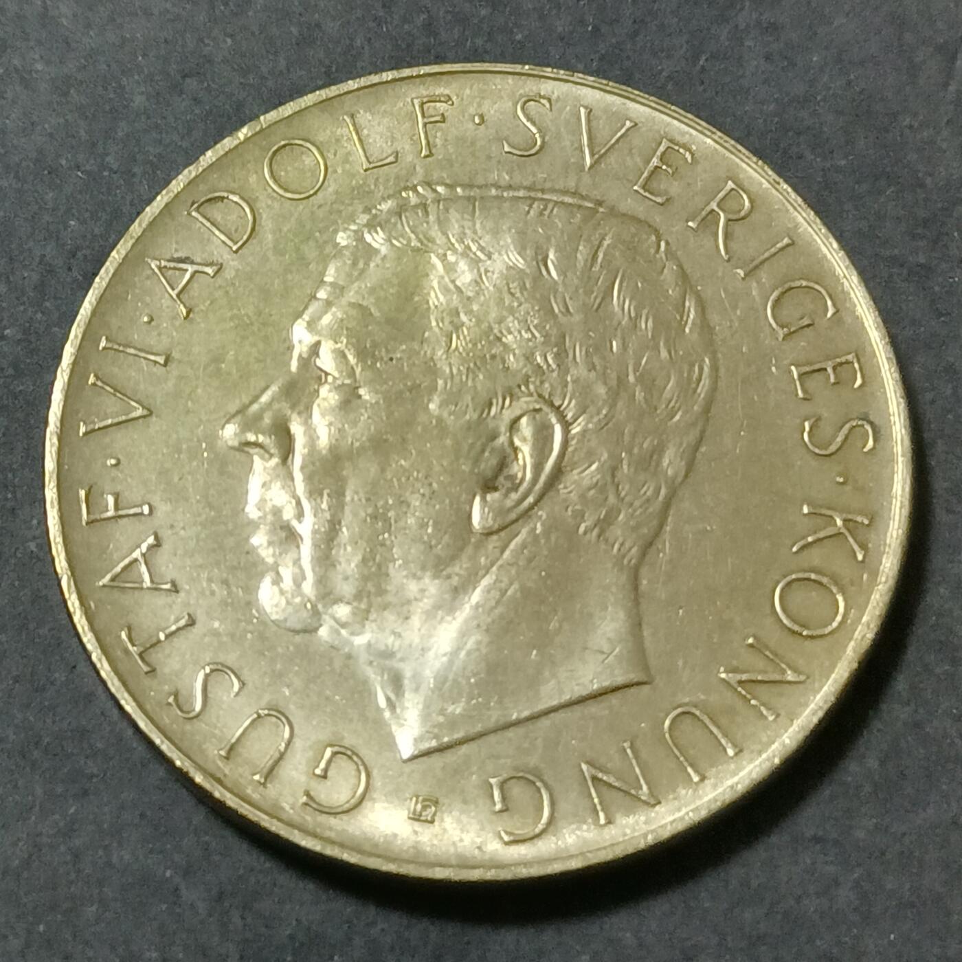 【游宝包邮场】蛇年第101期 世界各国纪念币 瑞典-5克朗银币 1952年