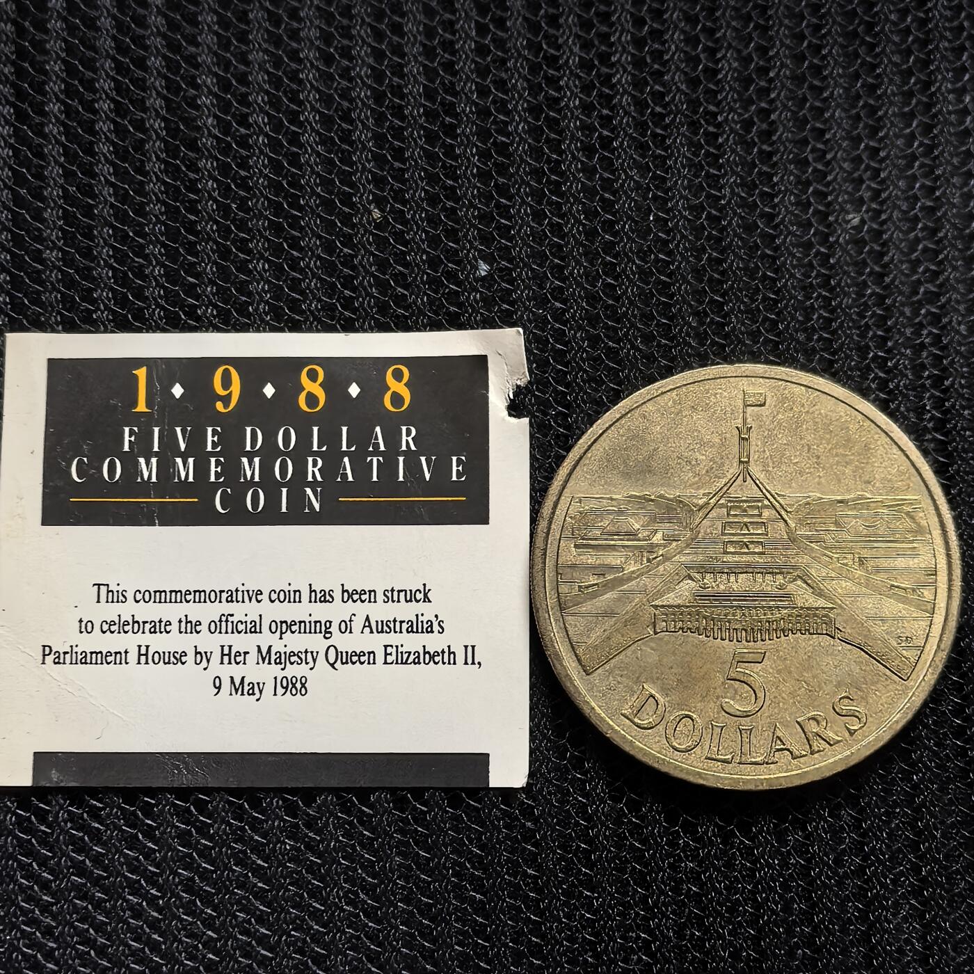 道一币馆币章第一百六十一场 带证书 澳大利亚1988年国会大厦5元纪念铜币