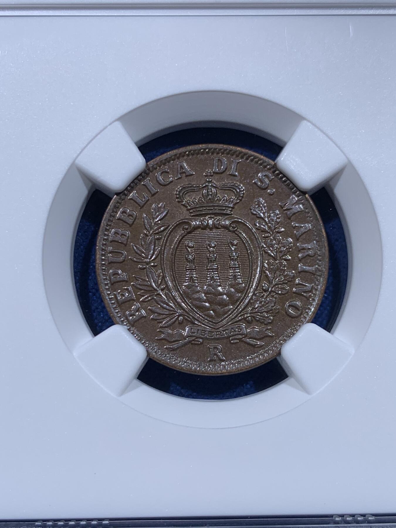 《竞宝斋》第450场 周日，周一，周二  3场连拍 （全场包邮，欢迎送拍） NGC MS62BN 圣马力诺1937年10分