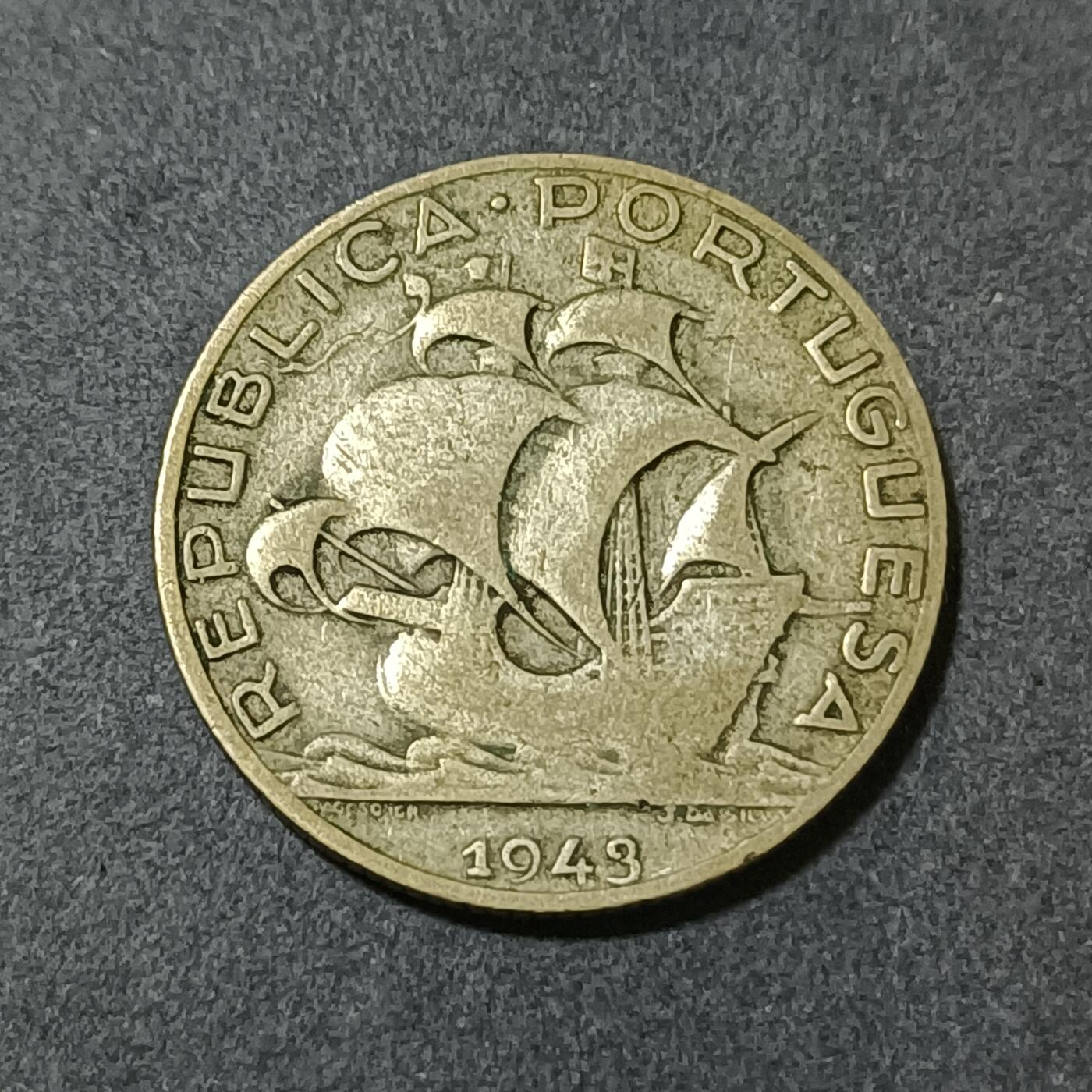 【游宝包邮场】蛇年第101期 世界各国纪念币 葡萄牙-2.5埃斯库多银币 1943年