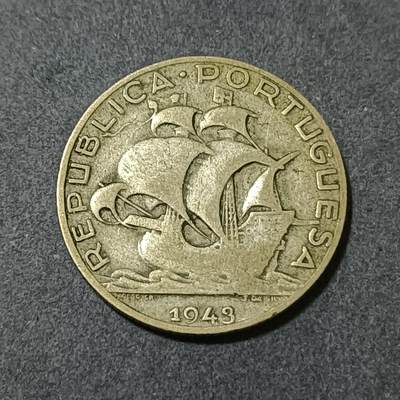 【游宝包邮场】蛇年第101期 世界各国纪念币 - 葡萄牙-2.5埃斯库多银币 1943年