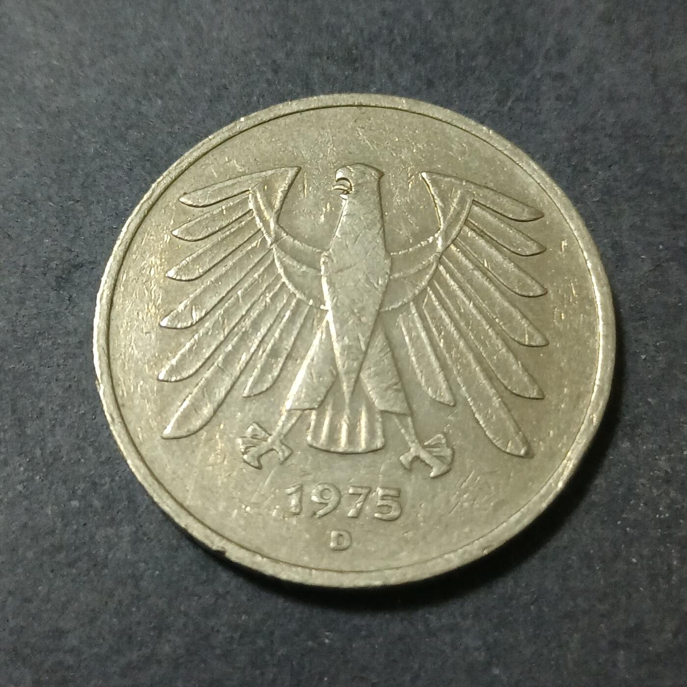 【游宝包邮场】蛇年第101期 世界各国纪念币 德国-5马克 1975年