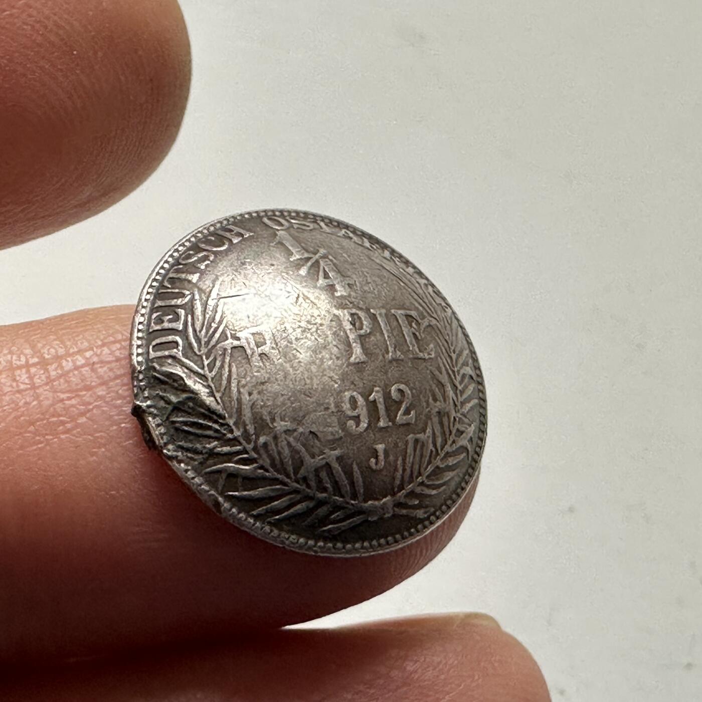 🌹外币初藏🌹🐯2025年第144场  每周二四六晚8️⃣点 接代拍 德属东非1912年 1/4卢比银币 半球形