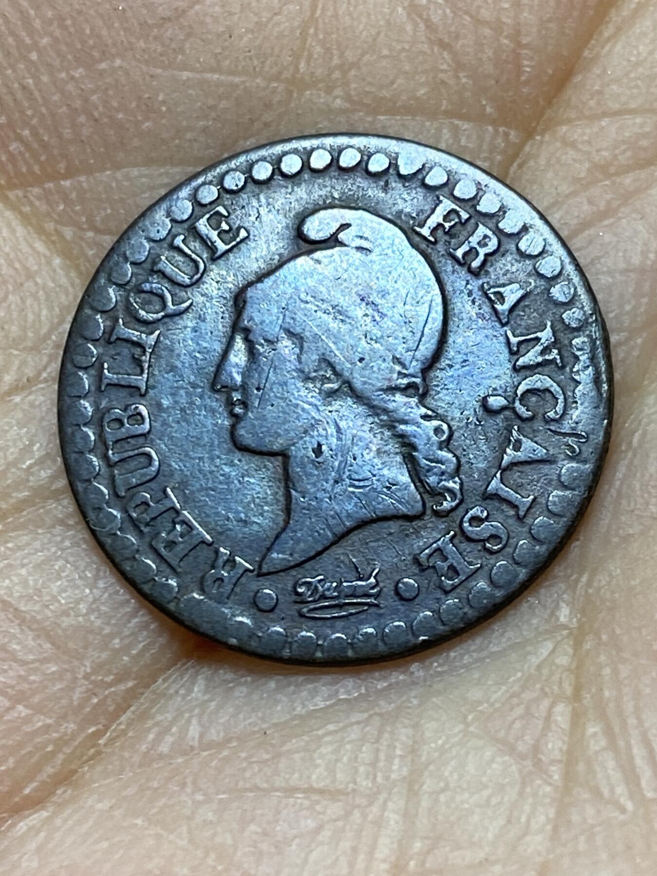 2025年第一百四十四场(总第一百七十场）品种丰富英国一线回流散币年末特拍场第一场(免佣金) 稀少品种好品–法兰西第一共和国1798–1799年1生丁(LAN7(1798–1799)，A标巴黎造，KM#646)