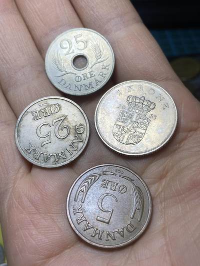 2025年第一百四十五场(总第一百七十一场）高品质英国一线回流散币年末特拍场第二场(免佣金) - 丹麦🇩🇰4枚：1967年25欧尔，1950年25欧尔，1969年5欧尔，1963年1克朗
