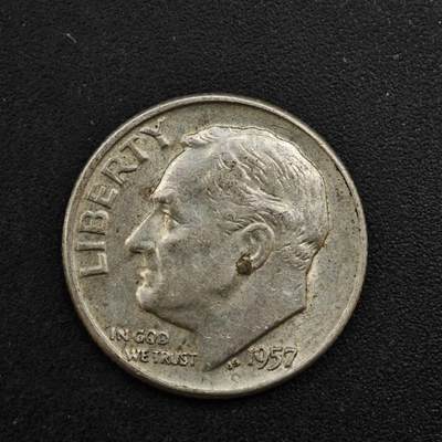 【淘币小摊】实时拍第八百三十六拍   银币套币场   满百包邮可预留二周 每周一统一发货   - 美国1957年罗斯福10分银币