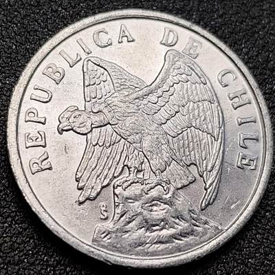 泉币菌-第152场-精品福利场 - UNC原光 智利1975年安第斯山秃鹰1分铝币 25MM 