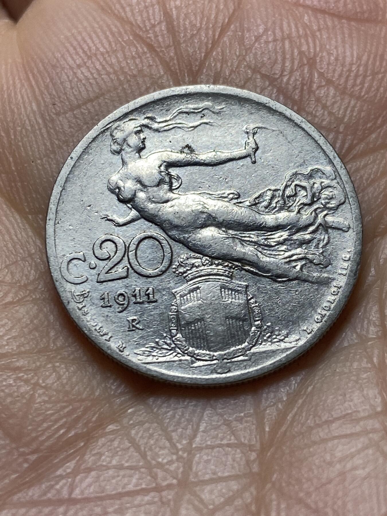 2025年第一百四十五场(总第一百七十一场）高品质英国一线回流散币年末特拍场第二场(免佣金) 好品–意大利王国1911年20分(维托里奥·埃马努埃莱三世第二套)