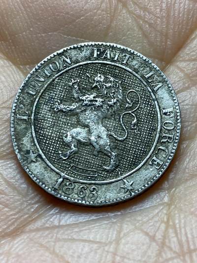 2025年第一百四十五场(总第一百七十一场）高品质英国一线回流散币年末特拍场第二场(免佣金) - 比利时🇧🇪1863年5分(利奥波德一世时期，normal 3–普通3版本)