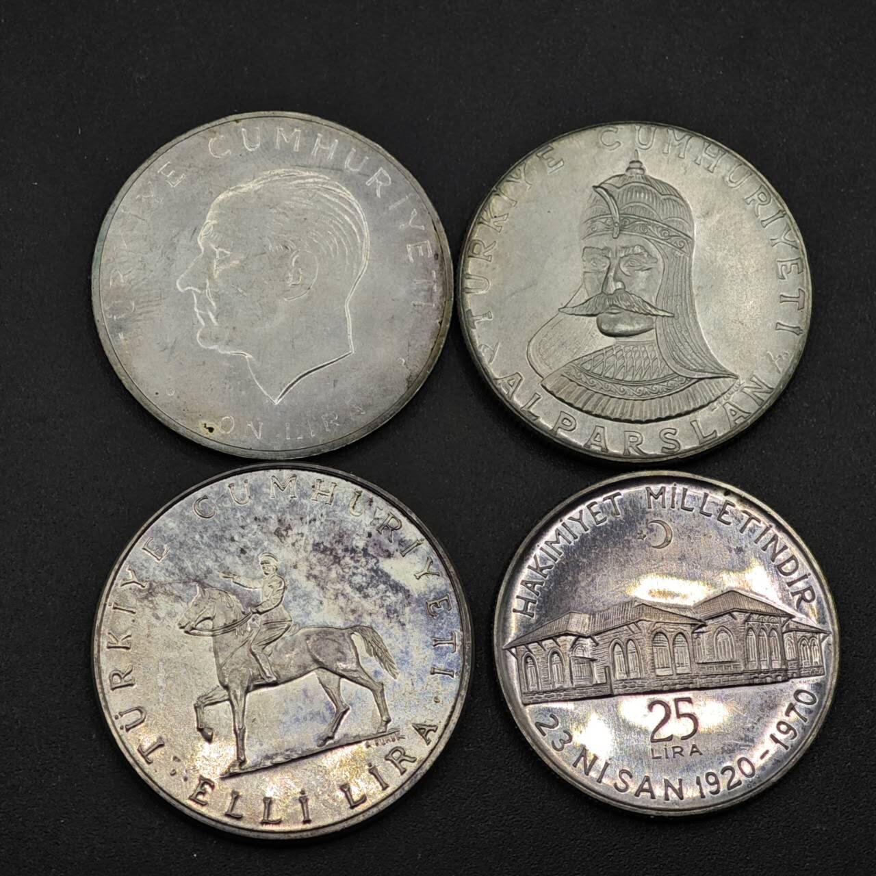 【淘币小摊】实时拍第八百三十六拍   银币套币场   满百包邮可预留二周 每周一统一发货   土耳其银币4枚套钱包 重68.6克830银 银价865