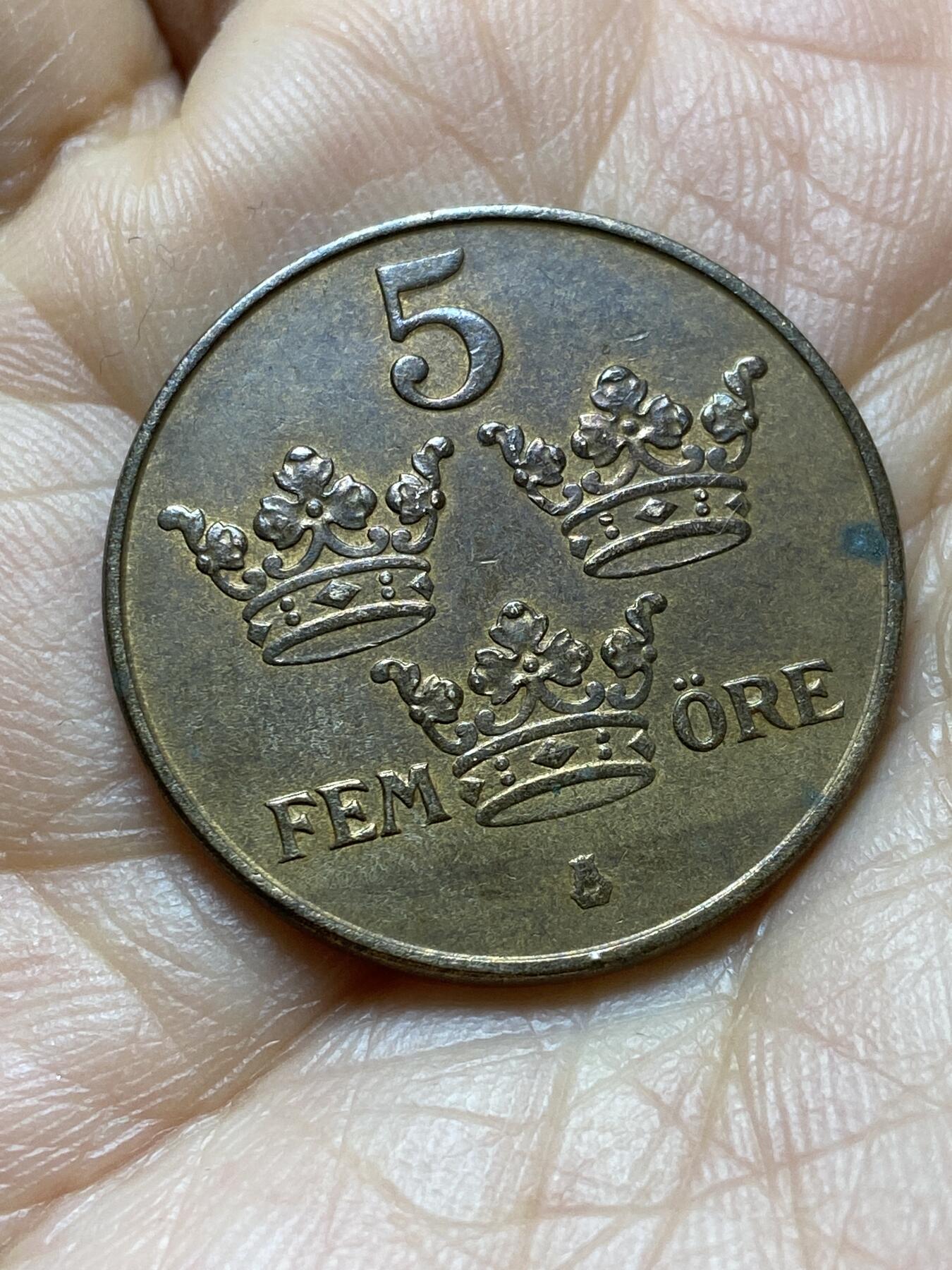 2025年第一百四十五场(总第一百七十一场）高品质英国一线回流散币年末特拍场第二场(免佣金) 瑞典🇸🇪1950年5欧尔(古斯塔夫五世第二版，关门年)