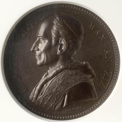 掌中浮雕-藏着的欧洲第047场 - NGC MS63 : 1896年东西教派统一问题纪念铜章，正面为教皇利奥十三世，43mm