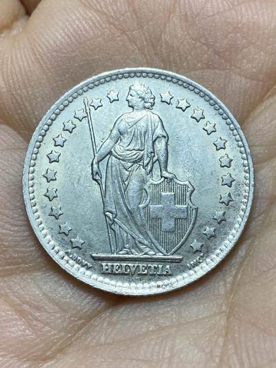 2025年第一百四十二场(总第一百六十八场）高品质英国一线回流散币年末特拍场第二场(免佣金) 好品–瑞士🇨🇭1945年1法郎银币(第二版，B标伯尔尼造，835高银)