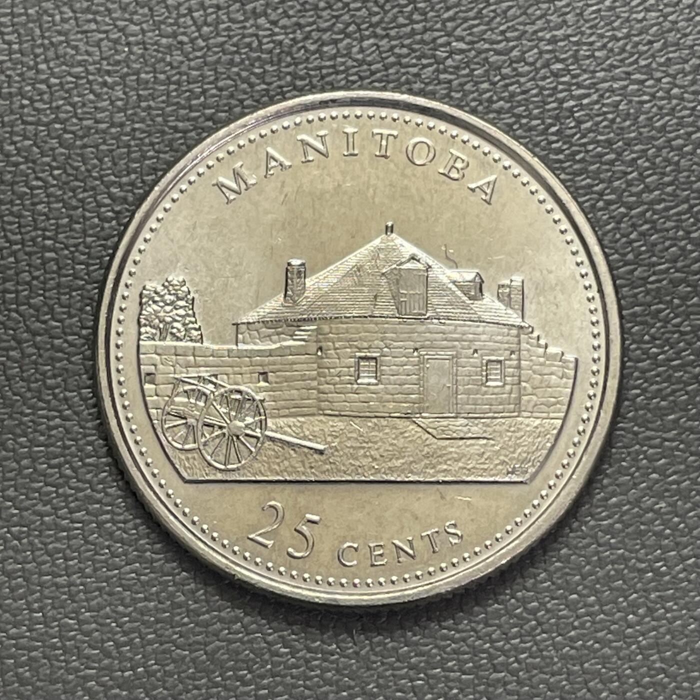 回流1222 加拿大1992年曼尼托巴省成立125周年25分纪念币 纪念加拿大联邦成立125周年（1867–1992）的省份系列25分币之一