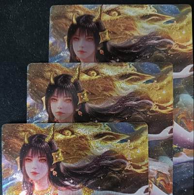 花开卡拍第53期（12月28号周日截拍，品控勿拍!!!拍品不寄存，运费5元，自制卡难免瑕疵，可能存在轻微撞角爆边等出厂瑕疵，品控介意勿拍！） - 星宿文创 二十八星宿神姬 -亢金龙  浮雕折光三渐变 3张