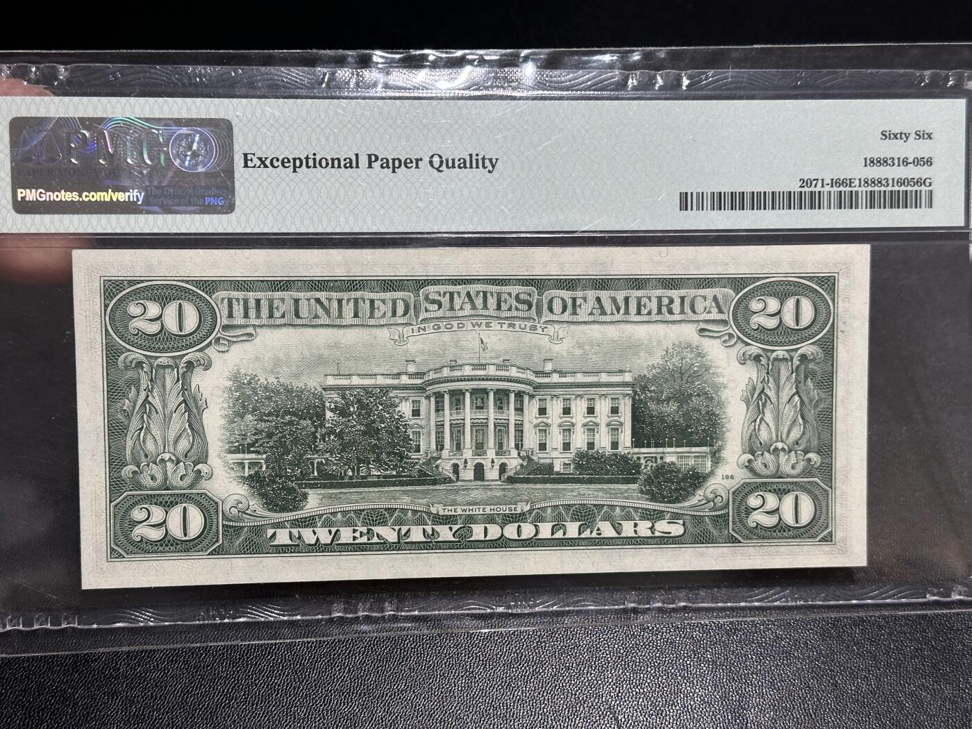 《外钞收藏家》第五百九十六期（精品大拍场）（本平台长期征集拍品、欢迎藏友们联系合作） 1974年美国小头版20美元 PMG66