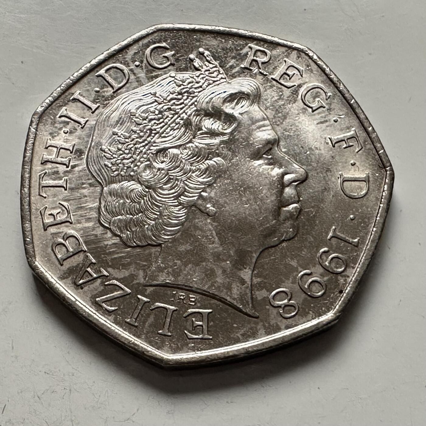 🌹外币初藏🌹🐯2025年第144场  每周二四六晚8️⃣点 接代拍 英国1998年50便士 纪念币 b