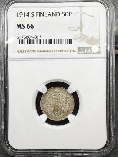 【淘币小摊】实时拍第八百三十六拍   银币套币场   满百包邮可预留二周 每周一统一发货   - 芬兰1914年50芬妮银币 NGC MS66