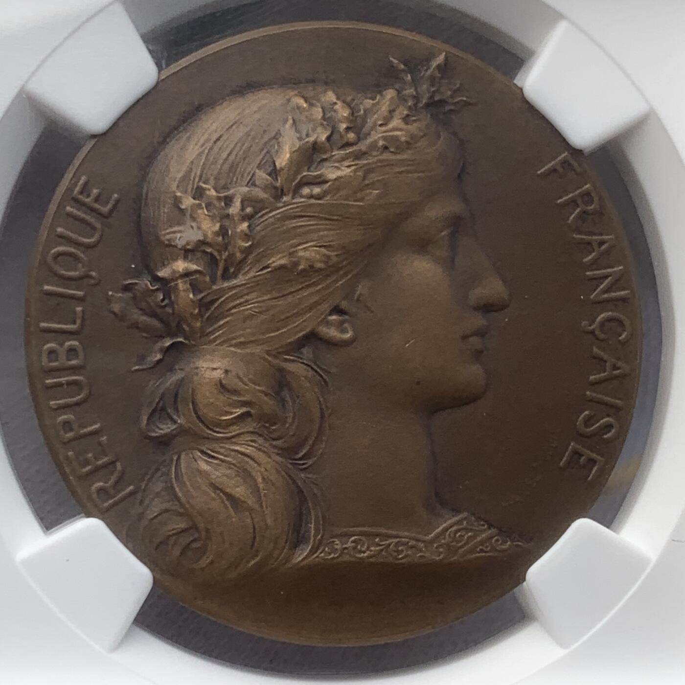 掌中浮雕-藏着的欧洲第047场 NGC MS63 : 法国战争部铜奖章 , 36mm