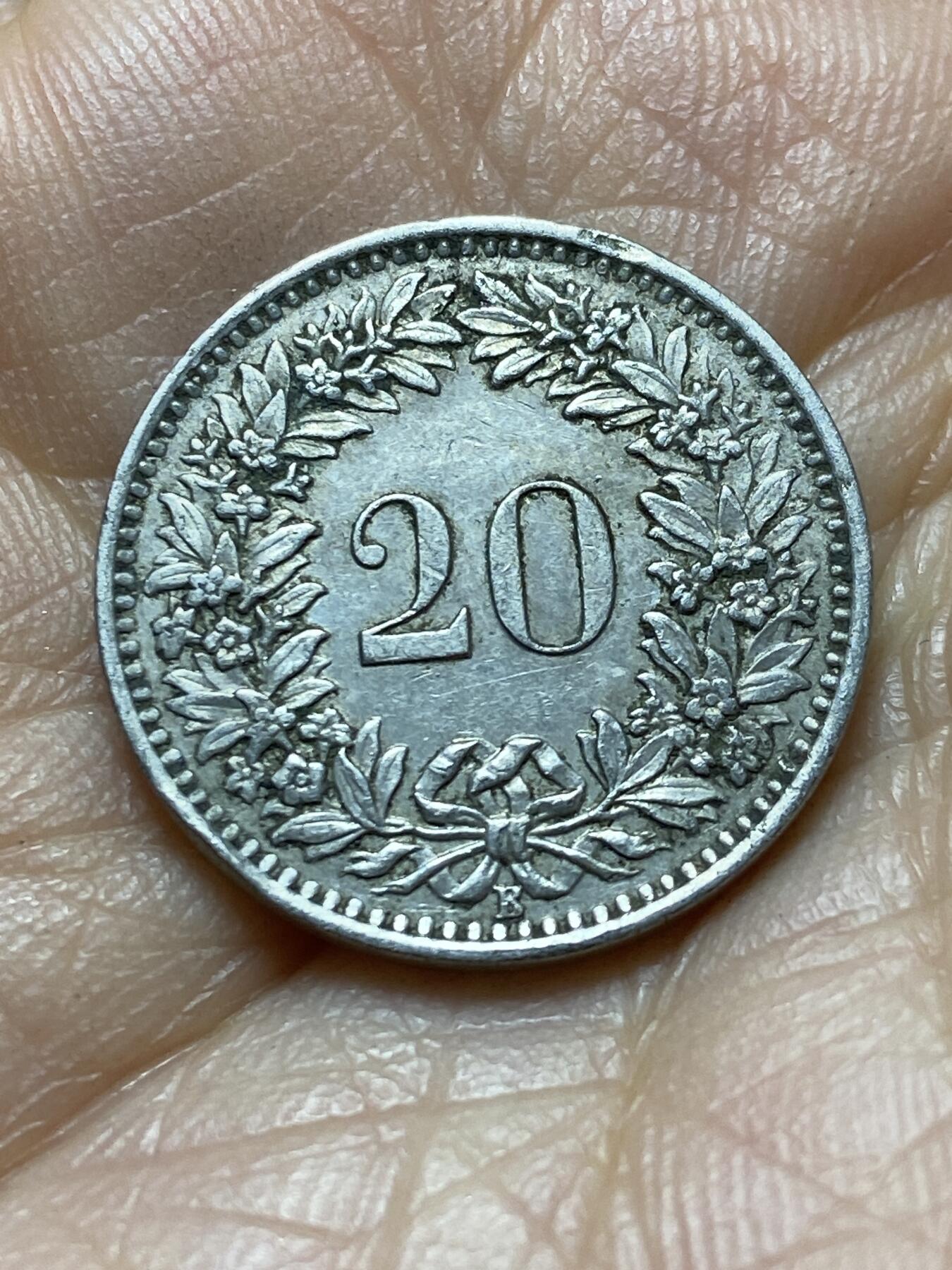 2025年第一百四十五场(总第一百七十一场）高品质英国一线回流散币年末特拍场第二场(免佣金) 瑞士🇨🇭1962年20拉彭(第三版，B标伯尔尼造)