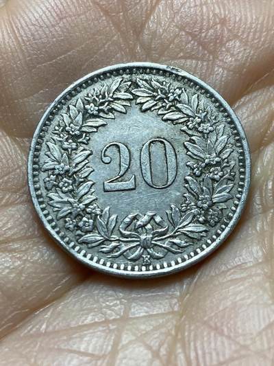 2025年第一百四十二场(总第一百六十八场）高品质英国一线回流散币年末特拍场第二场(免佣金) 瑞士🇨🇭1962年20拉彭(第三版，B标伯尔尼造)