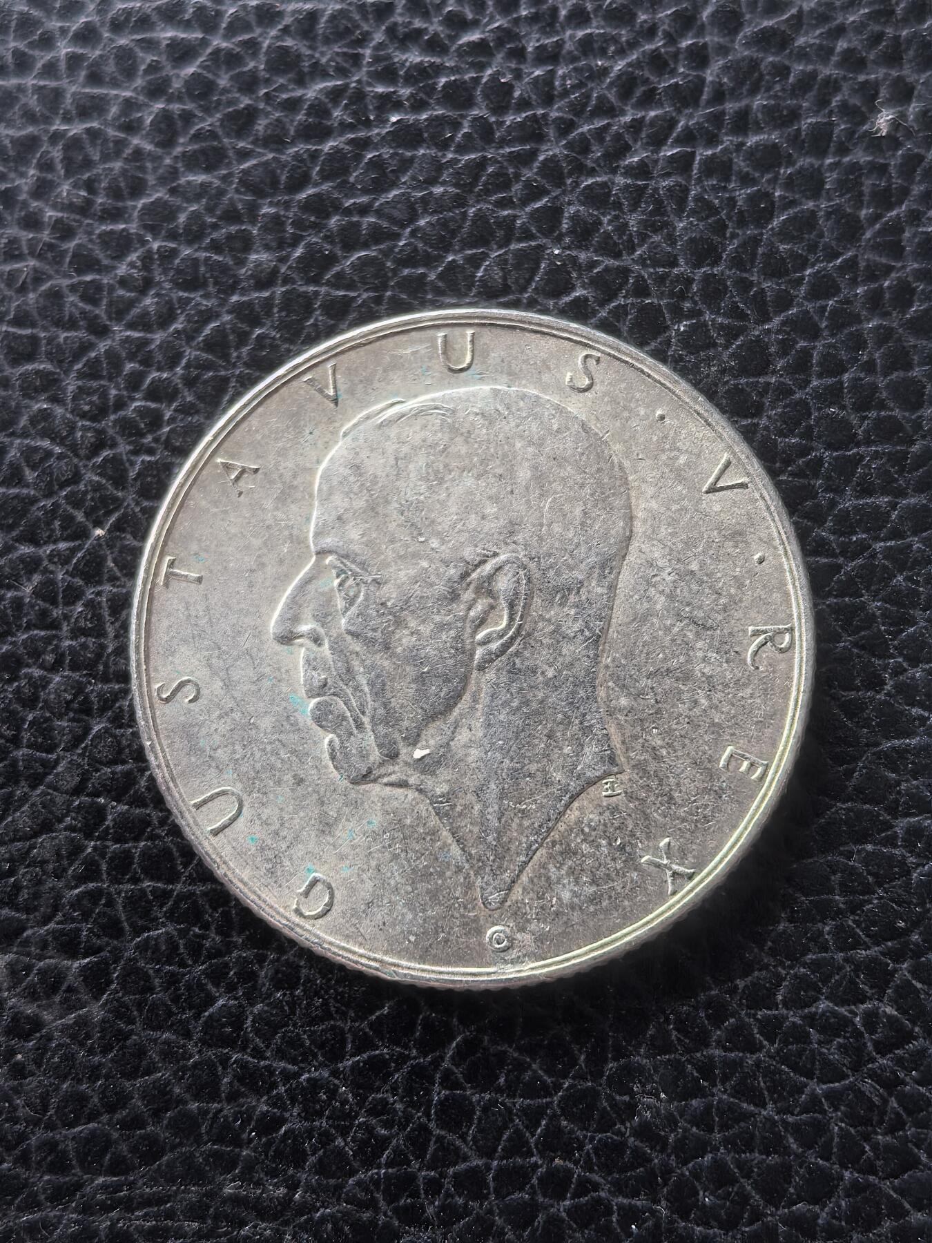 道一币馆币章第一百六十一场 瑞典1938年特拉华定居点建立300周年2克朗银币  15g 800S 