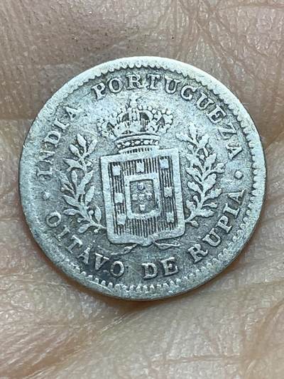 2025年第一百四十二场(总第一百六十八场）高品质英国一线回流散币年末特拍场第二场(免佣金) 少见–葡属印度1881单年份1/8卢比(路易斯一世时期，917高银)