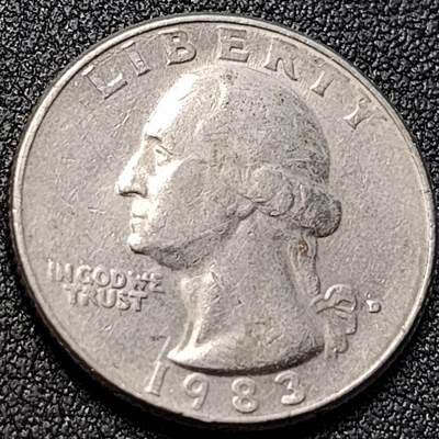 泉币菌-第152场-精品福利场 - 24mm 华盛顿 1983年 美国 1/4美元 镍铜币