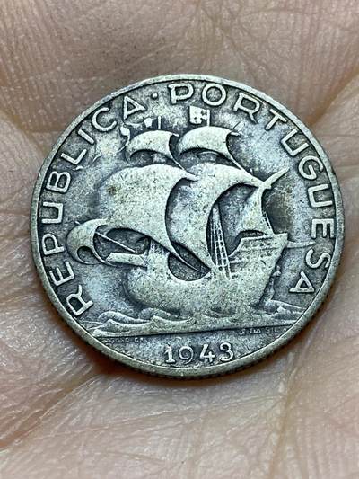 2025年第一百四十二场(总第一百六十八场）高品质英国一线回流散币年末特拍场第二场(免佣金) 葡萄牙🇵🇹1943年2.5埃斯库多(共和国时期第三套，650银)