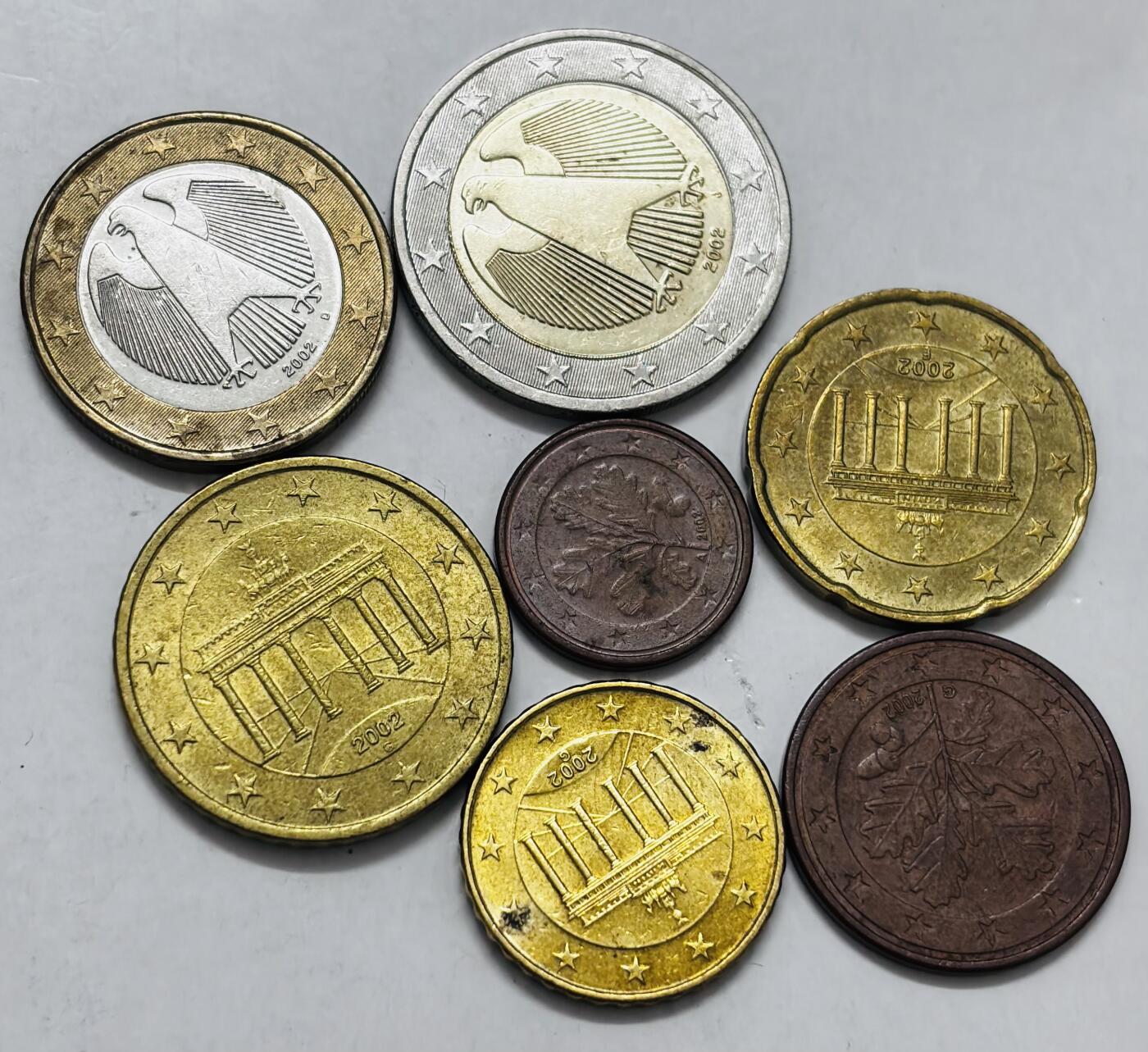 文馨钱币收藏第 286 场，圣诞节专场【 长期接收代拍品低至 0 佣金】 原光好品德国欧元 7 枚套