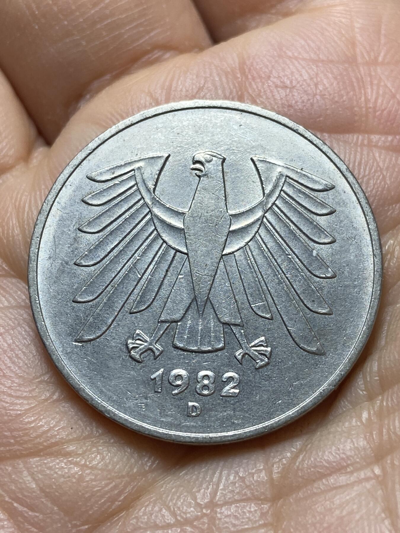 2025年第一百四十五场(总第一百七十一场）高品质英国一线回流散币年末特拍场第二场(免佣金) 德国🇩🇪1982年5德国马克(D标，慕尼黑造)