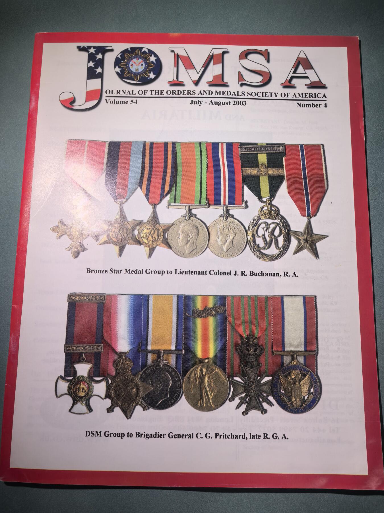 盛世勋华——号角文化勋章邮票专场拍卖第295期 美国勋章学会会刊 第54卷第4期 2003年7/8月刊 44页