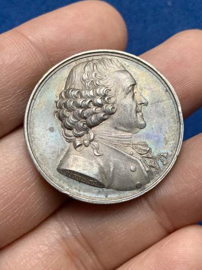 《竞宝斋》第450场 周日，周一，周二  3场连拍 （全场包邮，欢迎送拍） - 林奈学会莱顿分会成立纪念银章 卡尔林奈 现代生物分类学之父 15.25克 32mm