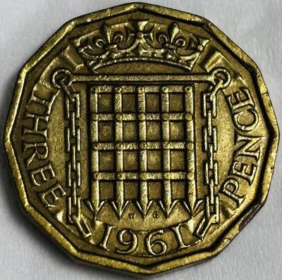 文馨钱币收藏第 286 场，圣诞节专场【 长期接收代拍品低至 0 佣金】 - 好品 1961 年英国 3 便士铜币