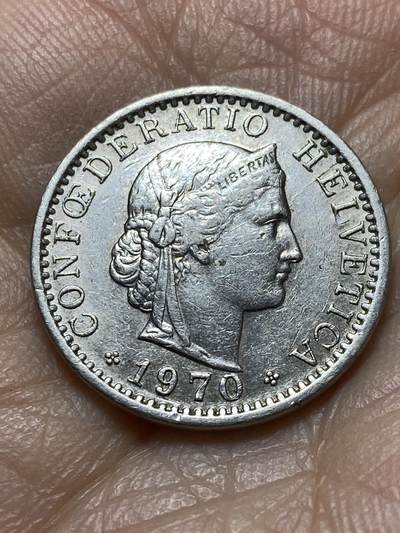 2025年第一百四十五场(总第一百七十一场）高品质英国一线回流散币年末特拍场第二场(免佣金) - 瑞士🇨🇭1970年20拉彭(第三版，无标版)