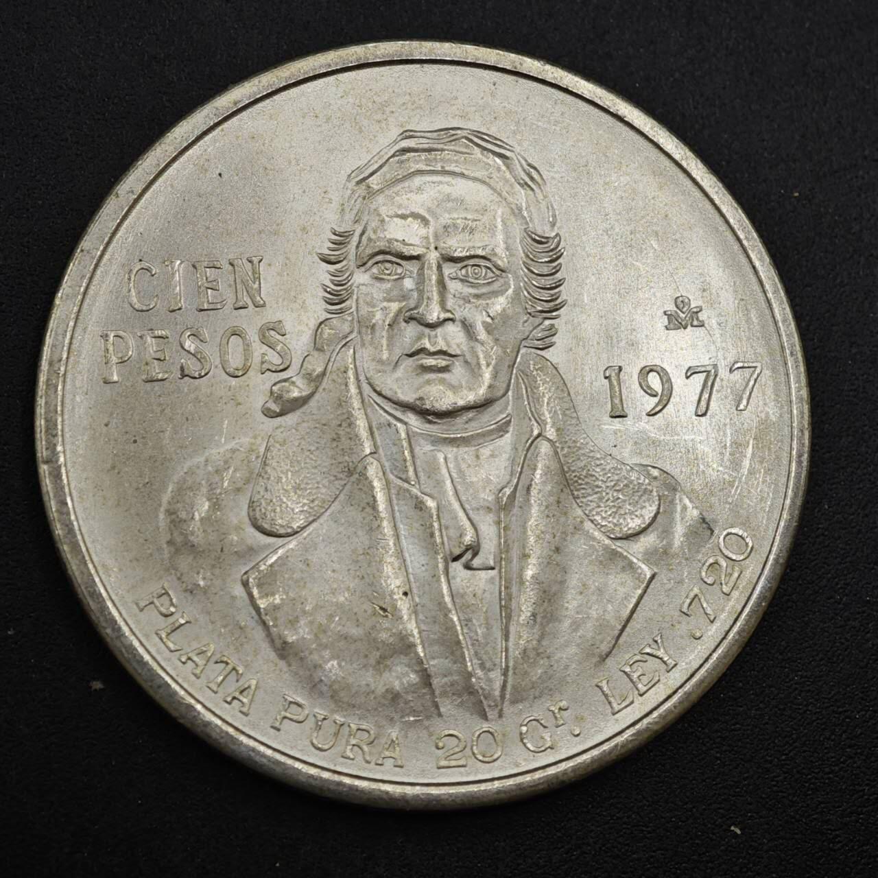 【淘币小摊】实时拍第八百三十六拍   银币套币场   满百包邮可预留二周 每周一统一发货   墨西哥1977年100比索银币 重27.8克720银 银价304