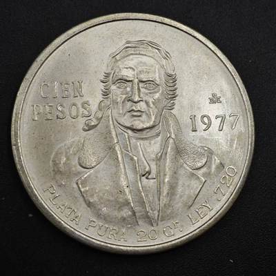 【淘币小摊】实时拍第八百三十六拍   银币套币场   满百包邮可预留二周 每周一统一发货   - 墨西哥1977年100比索银币 重27.8克720银 银价304