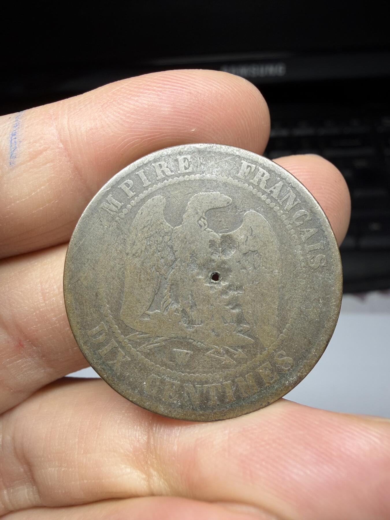 2025年集古藏今外币拍卖第十一期-第3场—（总第293拍），可以寄存60天，满160元包邮。 1853年法国10分，有孔