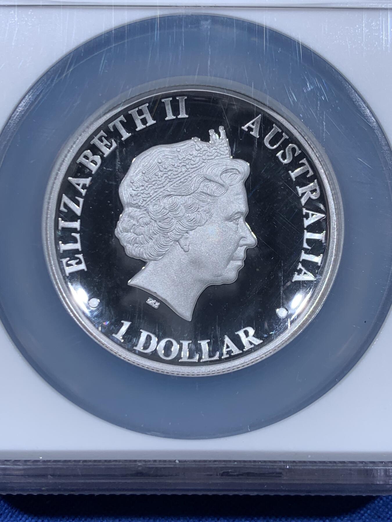 《竞宝斋》第450场 周日，周一，周二  3场连拍 （全场包邮，欢迎送拍） NGC PF70UC 澳大利亚2016年笑翠鸟1盎司加厚银币，顶级工艺，极美品相，澳洲特殊标签，特别加厚盒。