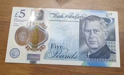 南宋泉阁俄币 外币 国币 专场第二十期 【送拍无额外佣金】 - 5英镑纸币 新版查尔斯王子 在英国都少见 全新未流通