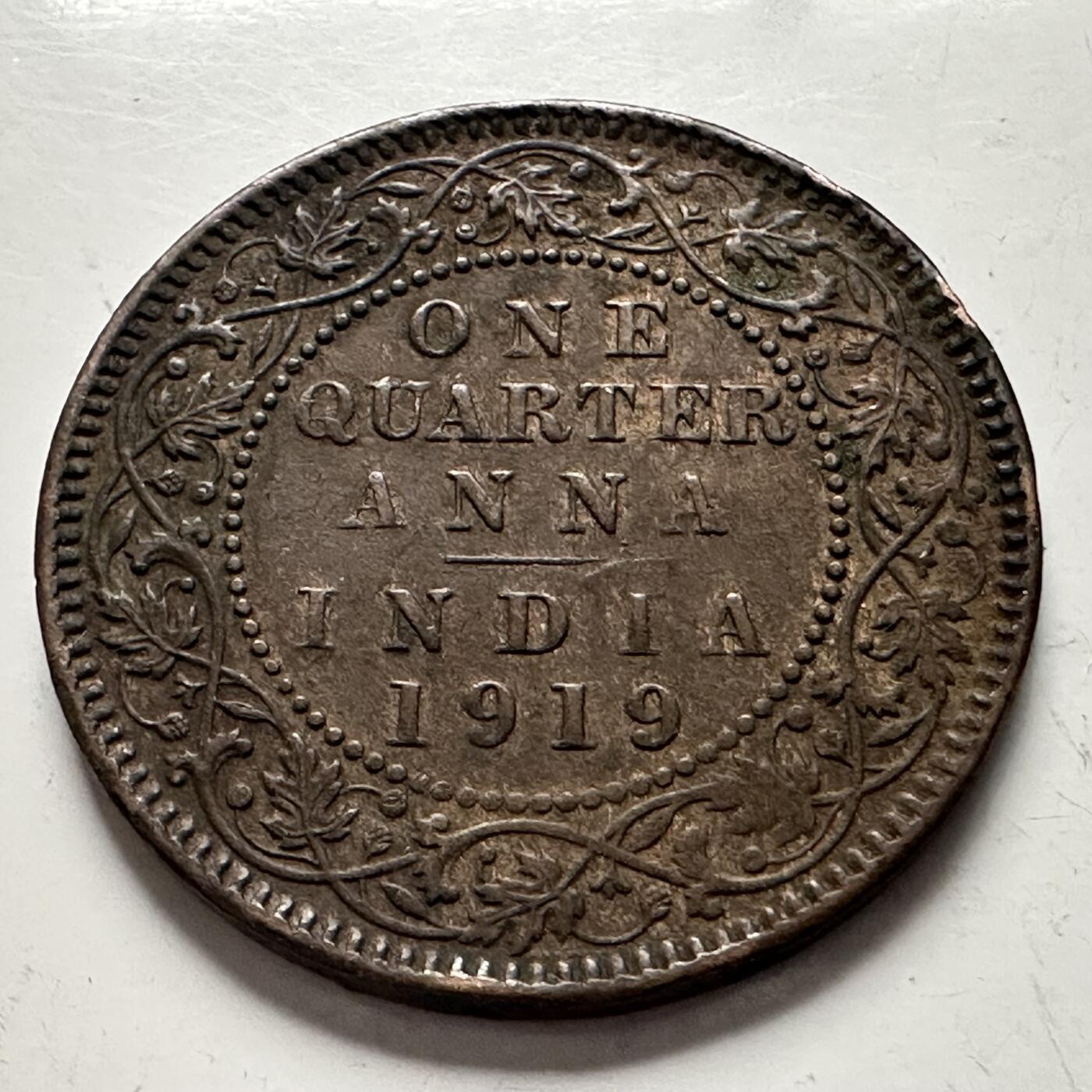 🌹外币初藏🌹🐯2025年第144场  每周二四六晚8️⃣点 接代拍 印度1919年1/4安娜铜币